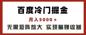百度冷门掘金，月入5000+，无限矩阵放大，实现管道躺赚收益【揭秘】-金鼎聊项目