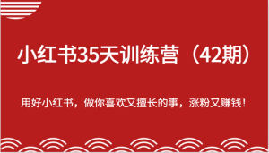 小红书35天训练营（42期）-用好小红书，做你喜欢又擅长的事，涨粉又赚钱！-金鼎聊项目
