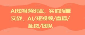 AI短视频创业，实体流量实战，AI/短视频/直播/私域/团队-金鼎聊项目
