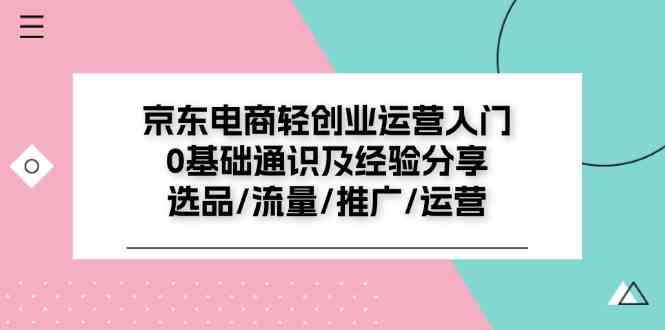 京东电商轻创业运营入门0基础通识及经验分享:选品/流量/推广/运营-金鼎聊项目