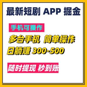 （11618期）最新短剧app掘金/日躺赚300到500/随时提现/秒到账-金鼎聊项目
