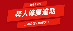 靠几句话术帮人解决逾期日入500＋ 看一遍就会 正规合法-金鼎聊项目