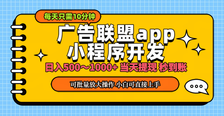 （11645期）小程序开发 广告赚钱 日入500~1000+ 小白轻松上手！-金鼎聊项目