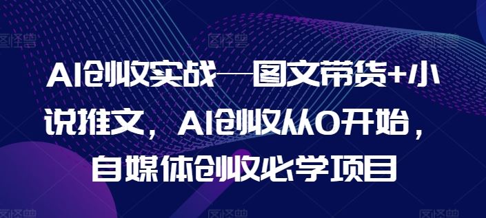 AI创收实战—图文带货+小说推文，AI创收从0开始，自媒体创收必学项目-金鼎聊项目