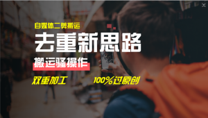 去重新思路，详细教你自媒体视频二剪搬运技术，自己加工双重去重100%过原创-金鼎聊项目