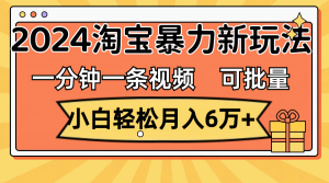 （11699期）一分钟一条视频，小白轻松月入6万+，2024淘宝暴力新玩法，可批量放大收益-金鼎聊项目