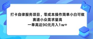 打卡自律服务项目，零成本操作简单小白可做，赛道小众需求量高，一单高达90元月入1w+-金鼎聊项目