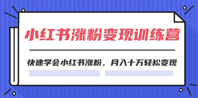 （11762期）2024小红书涨粉变现训练营，快速学会小红书涨粉，月入十万轻松变现(40节)-金鼎聊项目