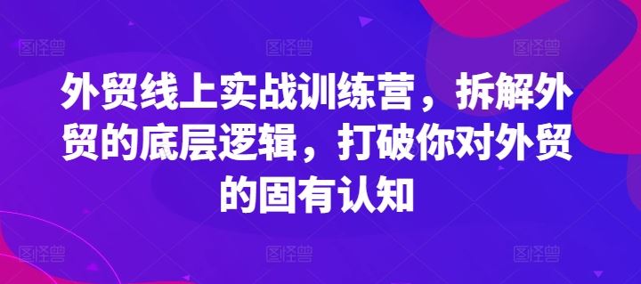 外贸线上实战训练营，拆解外贸的底层逻辑，打破你对外贸的固有认知-金鼎聊项目