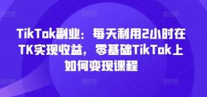 TikTok副业：每天利用2小时在TK实现收益，零基础TikTok上如何变现课程-金鼎聊项目