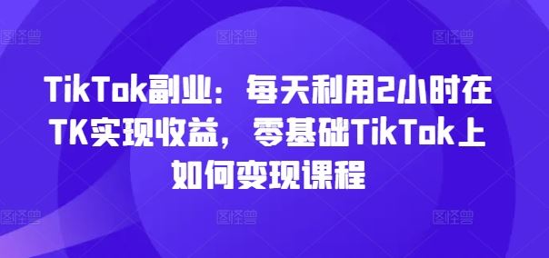 TikTok副业：每天利用2小时在TK实现收益，零基础TikTok上如何变现课程-金鼎聊项目