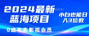 （11894期）2024最新蓝海项目，0成本卖影视会员，小白也能日入3位数-金鼎聊项目