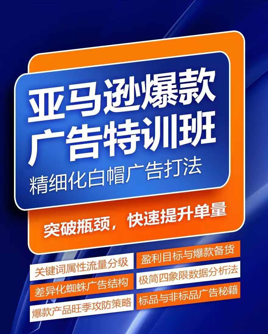 亚马逊爆款广告特训班，快速掌握亚马逊关键词库搭建方法，有效优化广告数据并提升旺季销量-金鼎聊项目