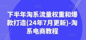 下半年淘系流量权重和爆款打造(24年7月更新)-淘系电商教程-金鼎聊项目