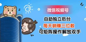 （11910期）微信视频号自助独立后台每天躺赚三位数可矩阵操作解放双手-金鼎聊项目