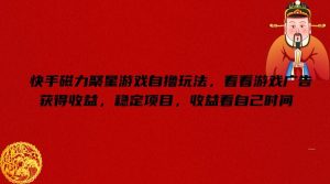 快手磁力聚星游戏自撸玩法，看看游戏广告获得收益，稳定项目，收益看自己时间【揭秘】-金鼎聊项目