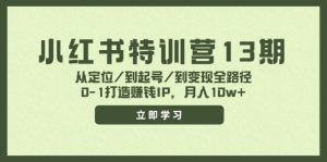 小红书特训营13期，从定位/到起号/到变现全路径，0-1打造赚钱IP，月入10w+-金鼎聊项目