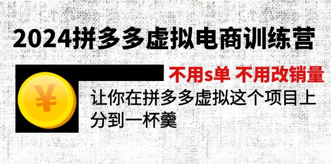 （12024期）2024拼多多虚拟电商训练营 不s单 不改销量  做虚拟项目分一杯羹(更新10节)-金鼎聊项目