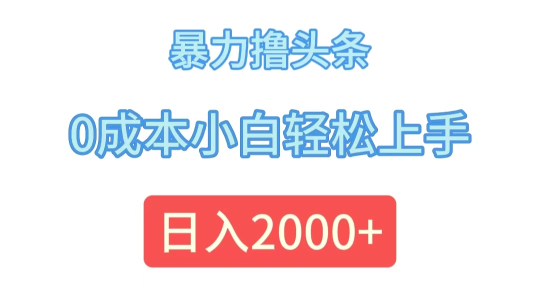 （12068期）暴力撸头条，0成本小白轻松上手，日入2000+-金鼎聊项目