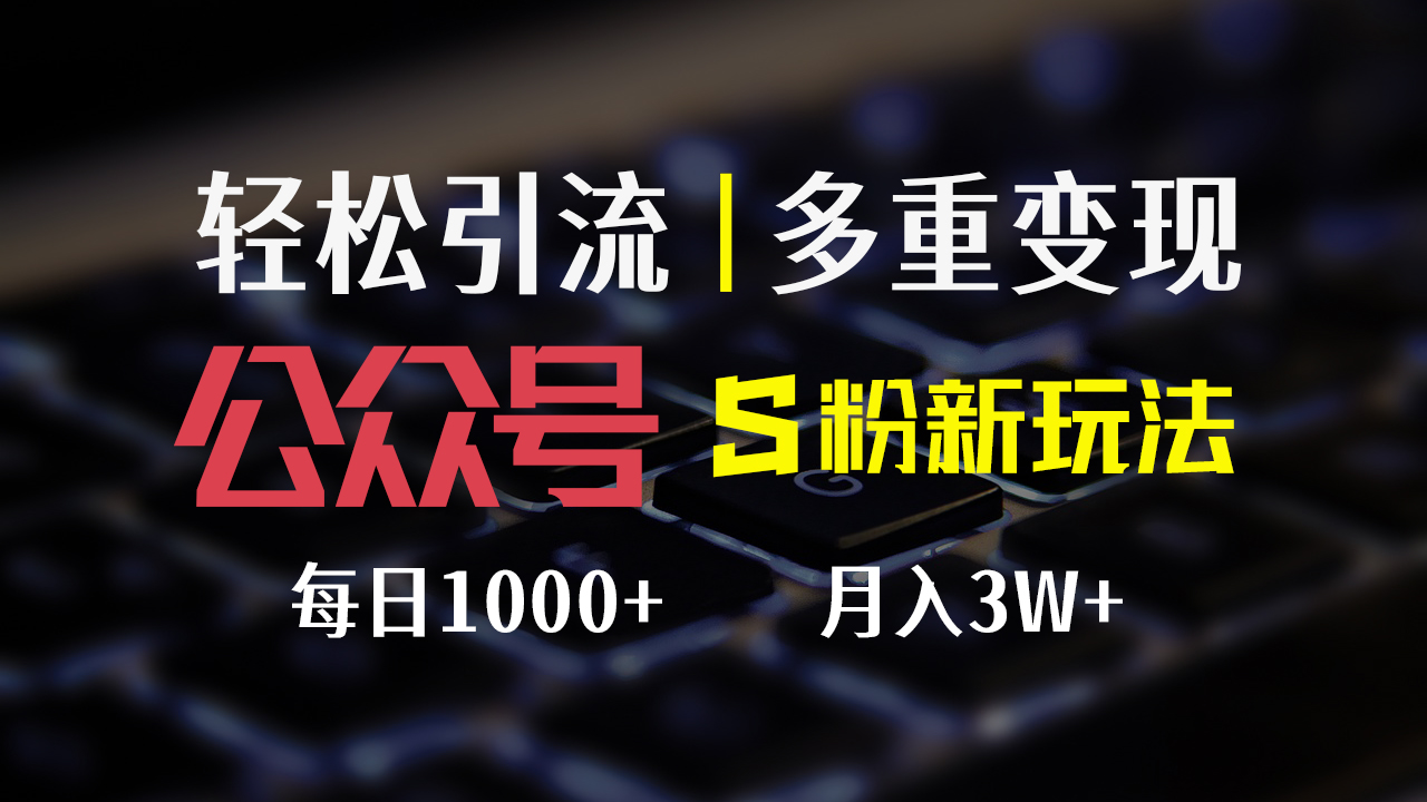 （12073期）公众号S粉新玩法，简单操作、多重变现，每日收益1000+-金鼎聊项目