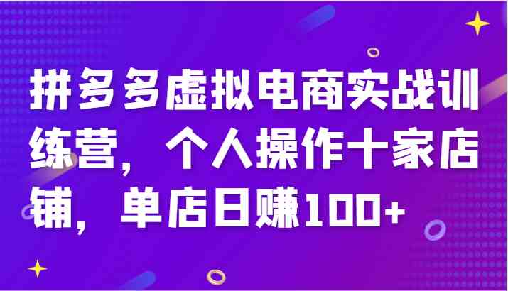 拼多多虚拟电商实战训练营，个人操作十家店铺，单店日赚100+-金鼎聊项目
