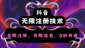 抖音无限实名技术2.0，一个身分证可以实名无数个抖音，几分钟一个自己看教程操作-金鼎聊项目