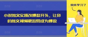 小说推文实操改爆款开头，让你的推文视频更容易成为爆款-金鼎聊项目