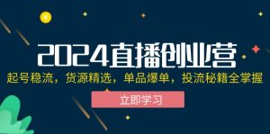 （12308期）2024直播创业营：起号稳流，货源精选，单品爆单，投流秘籍全掌握-金鼎聊项目