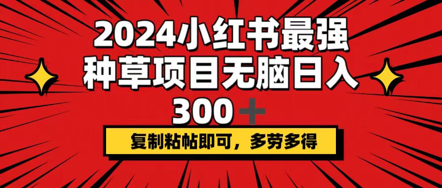 （12336期）2024小红书最强种草项目，无脑日入300+，复制粘帖即可，多劳多得-金鼎聊项目