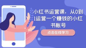 小红书运营课,从0到1运营一个赚钱的小红书账号-金鼎聊项目