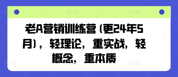 老A营销训练营(更24年9月)，轻理论，重实战，轻概念，重本质-金鼎聊项目
