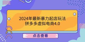2024年最新暴力起店玩法，拼多多虚拟电商4.0，24小时实现成交，单人可以..-金鼎聊项目