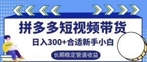 拼多多短视频带货日入300+有长期稳定被动收益，合适新手小白【揭秘】-金鼎聊项目