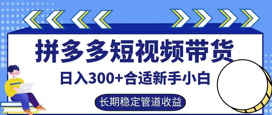 拼多多短视频带货日入300+有长期稳定被动收益，合适新手小白【揭秘】-金鼎聊项目