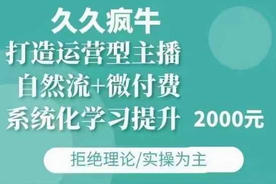 久久疯牛·自然流+微付费(12月23更新)打造运营型主播，包11月+12月-金鼎聊项目