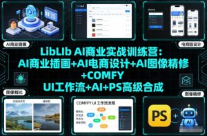 LibLIb AI商业实战训练营：AI商业插画+AI电商设计+AI图像精修+COMFY UI工作流+AI+PS高级合成-金鼎聊项目