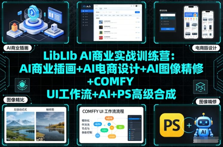 LibLIb AI商业实战训练营：AI商业插画+AI电商设计+AI图像精修+COMFY UI工作流+AI+PS高级合成-金鼎聊项目
