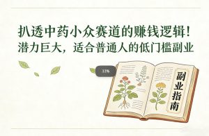 扒透中药小众赛道的賺米逻辑，潜力巨大，适合普通人的低门槛副业-金鼎聊项目