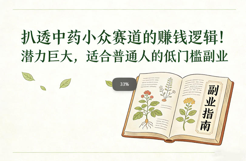 扒透中药小众赛道的賺米逻辑，潜力巨大，适合普通人的低门槛副业-金鼎聊项目