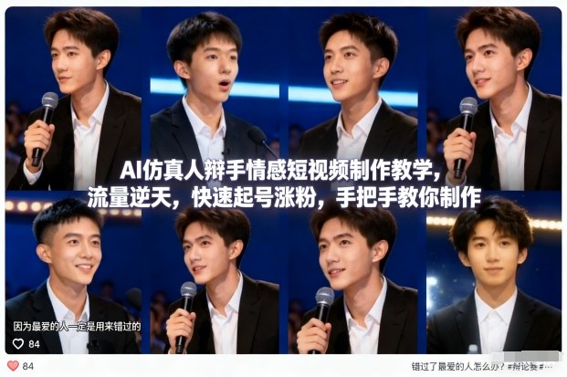 AI仿真人辩手情感短视频制作教学，流量逆天，快速起号涨粉，手把手教你制作-金鼎聊项目