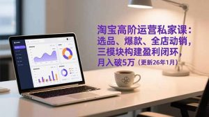淘宝高阶运营私家课：选品、爆款、全店动销，三模块构建盈利闭环，月入破5万(更新26年1月-金鼎聊项目
