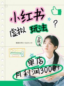 小红书虚拟玩法(铺货流和单品玩法)，单店月利润3000+，IP打法+原创商品(0违规)-金鼎聊项目