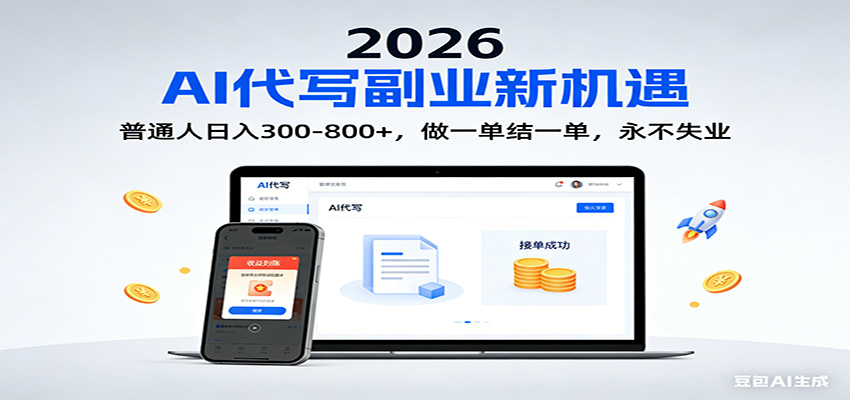 2026 副业首选！AI 代写日入 300-800，普通人0门槛，做一单结一单！-金鼎聊项目