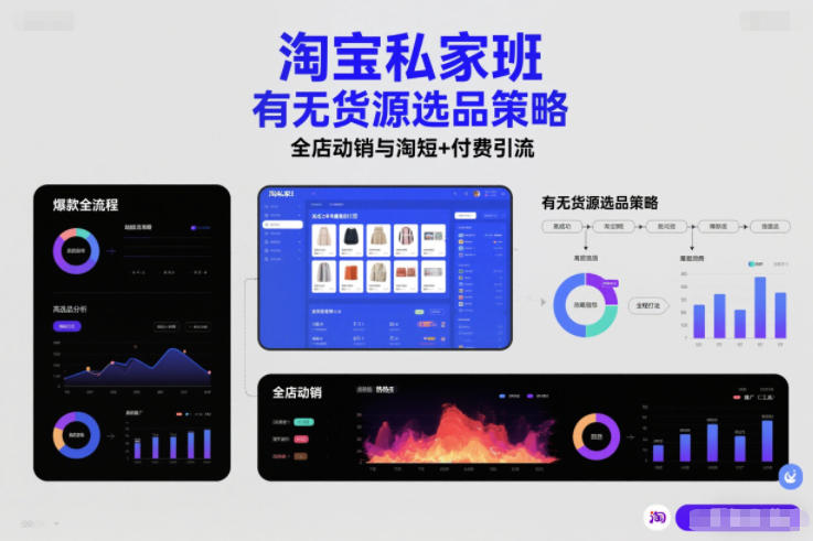 淘宝私家班，有无货源选品策略，高成功率爆款全流程打法，全店动销与淘短+付费引流(更新2026)-金鼎聊项目