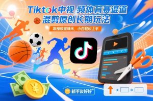 Tiktok中视频体育赛道混剪原创长期玩法，靠播放量賺米，小白轻松上手-金鼎聊项目