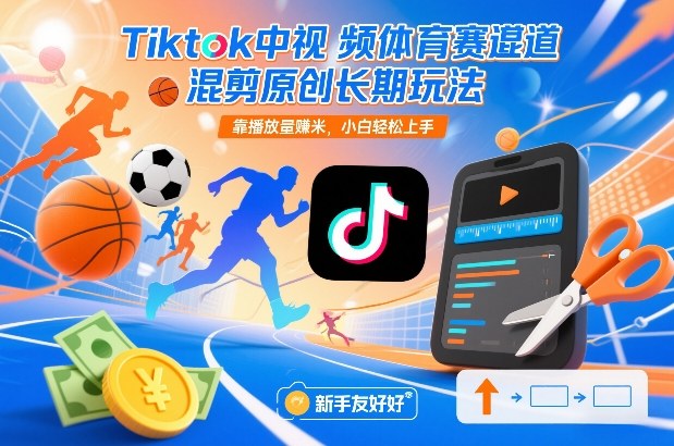 Tiktok中视频体育赛道混剪原创长期玩法，靠播放量賺米，小白轻松上手-金鼎聊项目