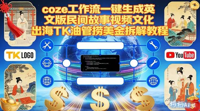 Coze扣子工作流一键生成英文版民间故事视频，文化出海TK油管捞美金拆解教程-金鼎聊项目