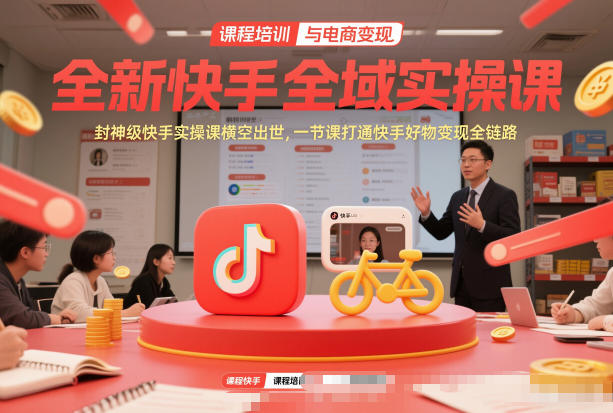 全新快手全域实操课，封神级快手实操课横空出世，一节课打通快手好物变现全链路-金鼎聊项目