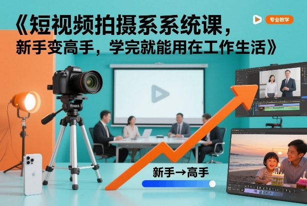 短视频拍摄系统课，新手变高手，学完就能用在工作生活-金鼎聊项目