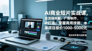 AI商业短片实战课，全流程拆解、广告制作、IP打造，掌握商用技能，单项目报价1000-5000元-金鼎聊项目